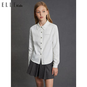 ELLEkids童装 法式学院风柔丝绒收腰衬衫女童秋冬季百搭打底衬衣