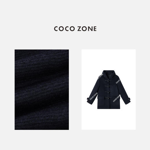 COCO ZONE 设计感排扣呢子外套女士保暖连帽上衣CC2C2155 商品图2