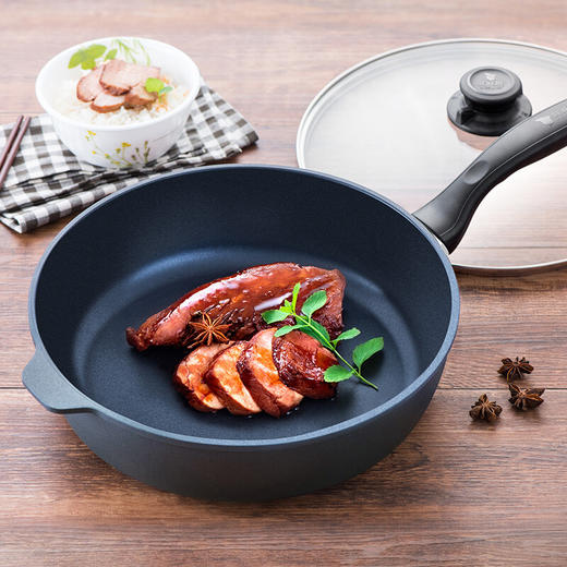 【小家电】Revere锅具蓝宝石材质不粘锅带盖煎锅煎盘深煎锅26cm RWS-6726C/YK HF 商品图1