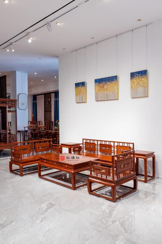 红桥红  家具严选  缅甸花梨（大果紫檀）【小轩窗 沙发 123六件套】 商品图1