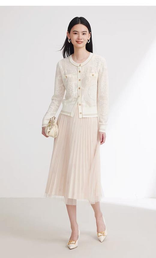 [顺丰包邮]雅莹同款21913新品绵羊毛撞色小香风暗纹提花针织开衫91 商品图0