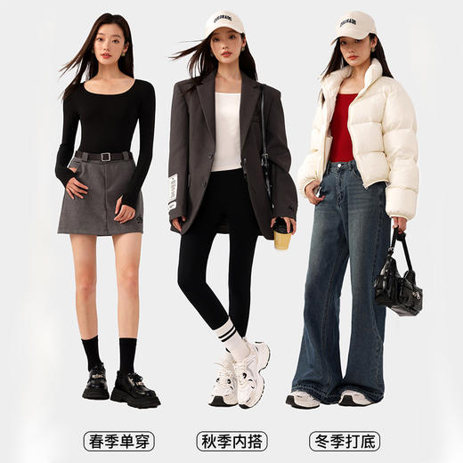 秋冬必备项！RAU美利奴羊毛方领/圆领修身保暖打底衣 精简纯色打底 商品图4