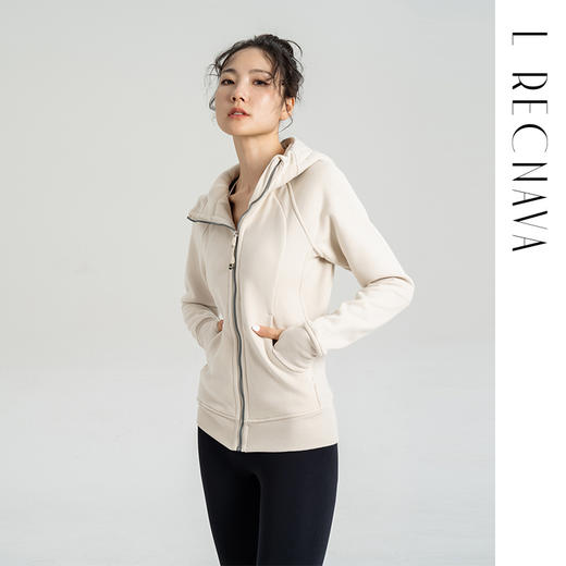 L RECNAVA [加绒卫衣] 长款拉链连帽加绒外套 全拉链方便穿脱 加宽螺纹下摆 带拇指扣 显瘦保暖 商品图7
