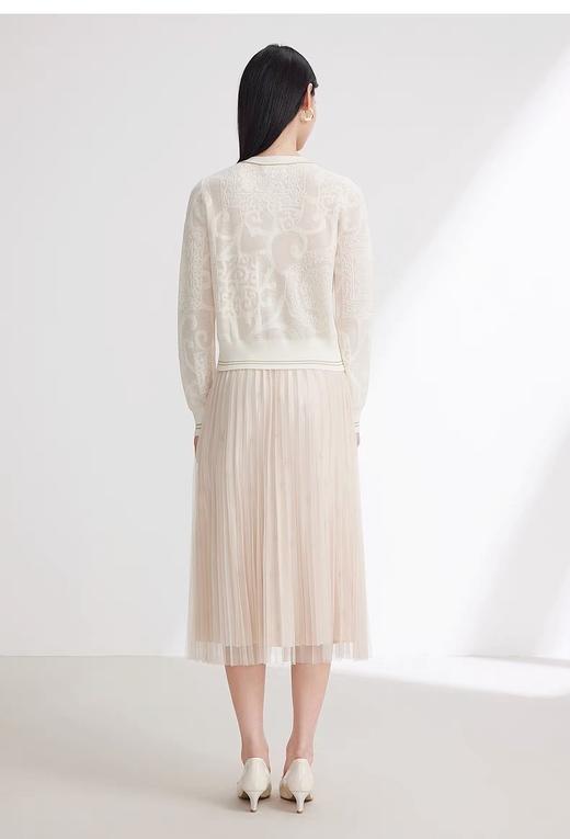 [顺丰包邮]雅莹同款21913新品绵羊毛撞色小香风暗纹提花针织开衫91 商品图4