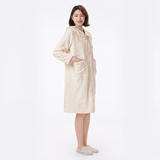 都市丽人睡衣生活家居单件袍家居服法兰绒剪花厚女士法兰绒单件袍LHT7B2 商品图2