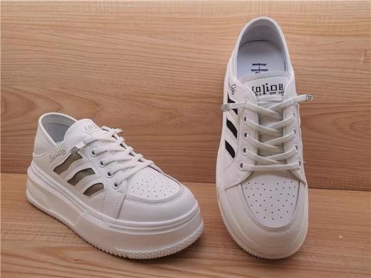 豪行秋款正品真皮小白鞋休闲舒适低跟系带运动女单鞋23327178 商品图3