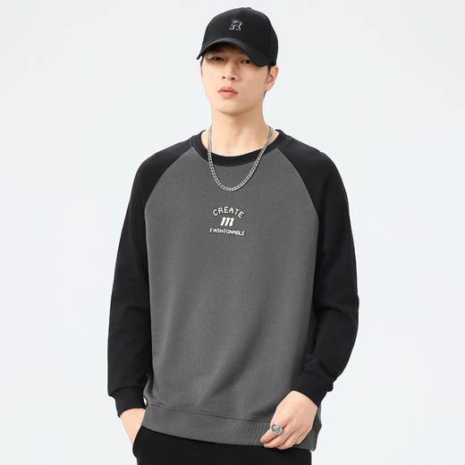 【新款DQ】大依优型大码插肩袖圆领卫衣男宽松休闲上衣胖子加肥加大男士潮流 商品图9