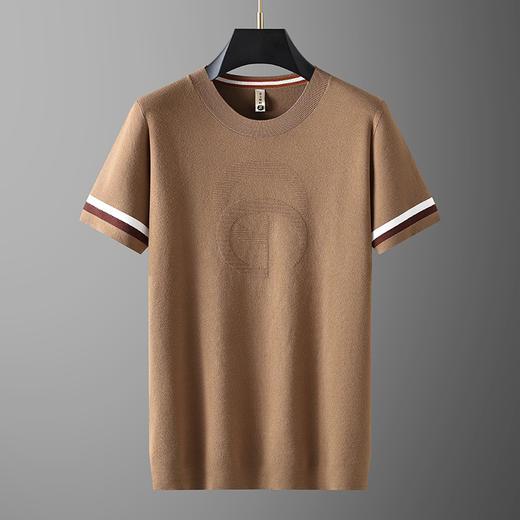 【新款DG】大依优型大码圆领毛衣短袖针织衫毛衫休闲加肥加大男士胖子大码内搭上衣打底衫 商品图1