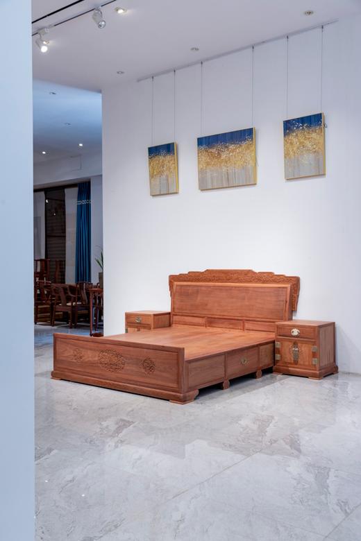 红桥红  家具严选  缅甸花梨（大果紫檀）【180 螭龙弯背素面 高低床 】 商品图1