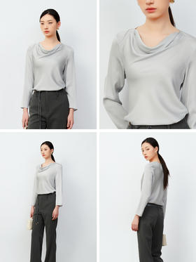 简约法式质感|荡领桑蚕丝上衣