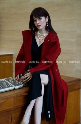 【门店同款】ENJOY冬季柔韧与共月光海面立领排扣大衣 159495842