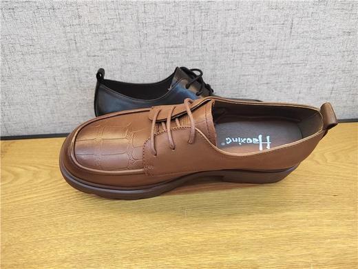 豪行春季22138901厚底增高鞋女复古英伦粗跟百搭真皮单鞋 商品图5