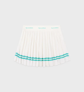 Sporty & Rich - Serif Logo Pleated Skirt - Coconut - 女装 - 短裙 - 椰奶白