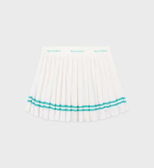 Sporty & Rich - Serif Logo Pleated Skirt - Coconut - 女装 - 短裙 - 椰奶白 商品图0