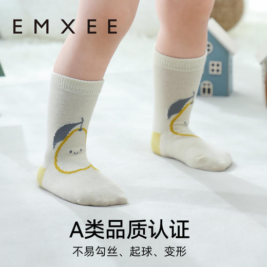 【母婴服配】EMXEE嫚熙儿童袜子婴儿春秋纯棉宝宝袜子毛圈中筒袜 商品图2