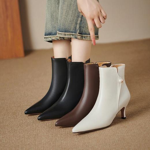 【预售5天】法式小短靴及踝靴尖头细跟侧拉链小跟靴优雅气质中跟时装靴YS&YSX7077 商品图4
