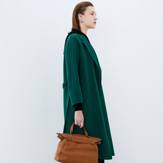 EITIE爱特爱冬季新款经典翻领百搭纯色毛呢大衣中长款外套7614318 商品图2