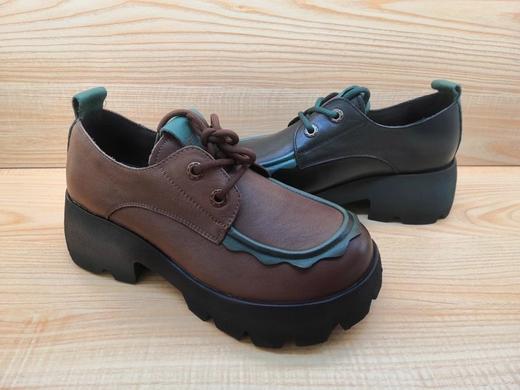 豪行真皮女鞋22301381时尚厚底系带潮鞋休闲单鞋 商品图3