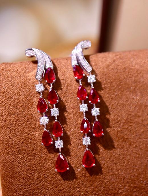 18K红宝石耳环 3.42ct 商品图2