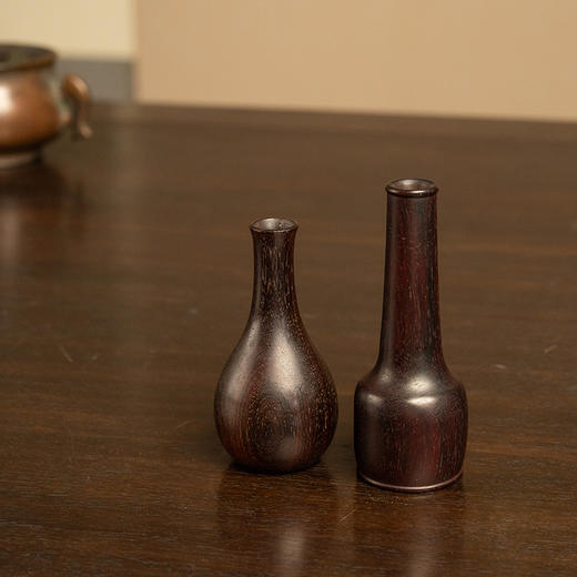 紫檀木纸棰瓶及胆瓶花插一组 商品图4