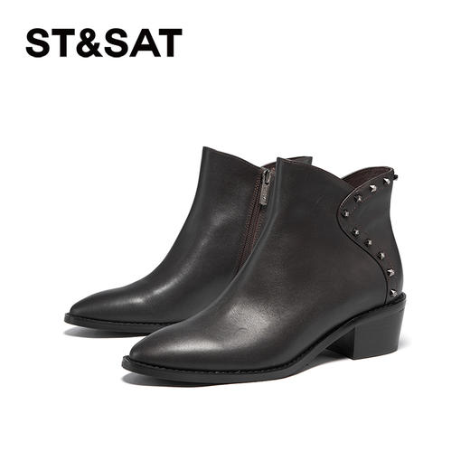 星期六铆钉钻饰摩登粗跟短靴SSC4116424 商品图7