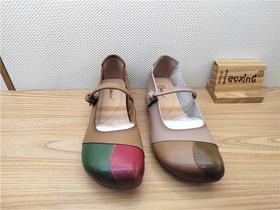 豪行春季新款23130111真皮复古休闲平跟女鞋单鞋皮鞋