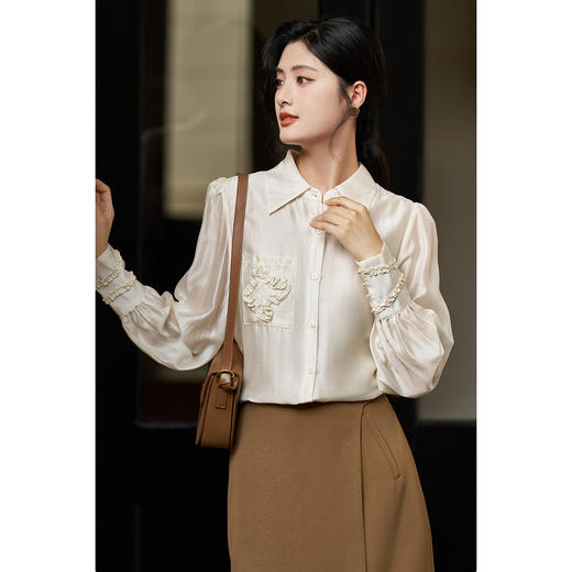 【天丝莱赛尔女上衣】2026春季时尚通勤衬衫女百搭职场内搭1883 商品图1