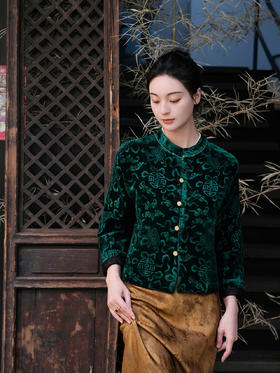 盛唐牡丹|绿色漳绒八宝葫芦外套
