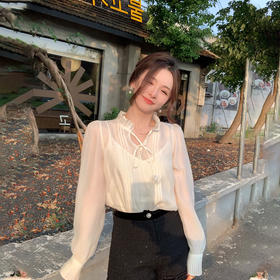 金蘑菇菇 香颂花蔓 法式清甜感木耳领衬衫
