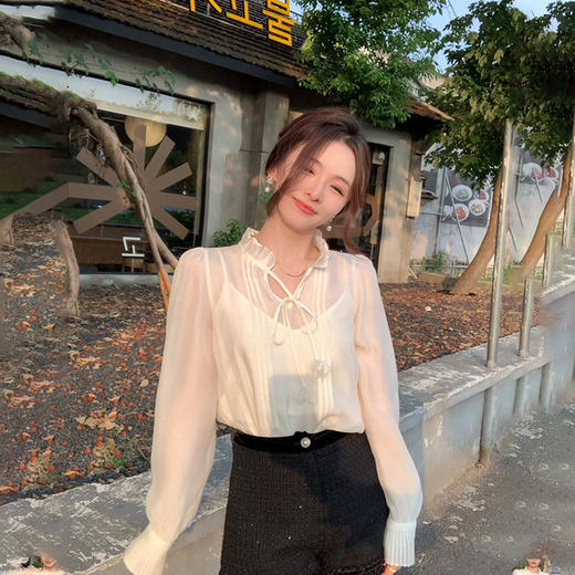 金蘑菇菇 香颂花蔓 法式清甜感木耳领衬衫 商品图0