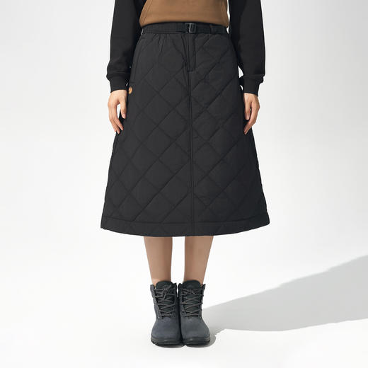 北极狐 女士棉质半身裙 秋冬菱格棉A字裙 2024过膝伞裙 05242282 商品图3