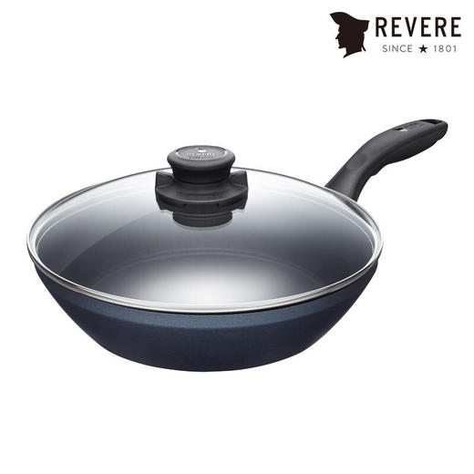 【小家电】Revere蓝宝石系列锅具蓝宝石带盖不粘锅煎炒锅中华煎炒锅24cm RWS-6524C/YK HF 商品图0