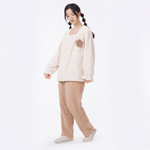 都市丽人睡衣超值精选长袖家居服长毛绒厚女士法兰绒套装LHT2K2 商品图3