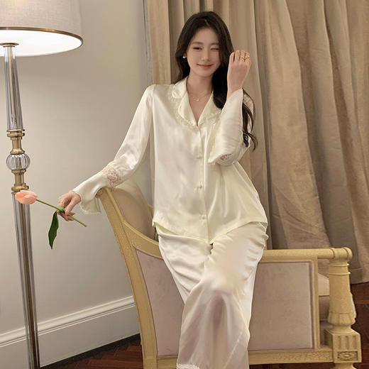 【秋冬严选❗️法式甜美公主风睡衣】新品套装春秋喇叭袖长袖长裤冰丝套装新款家居服女睡裤 商品图4