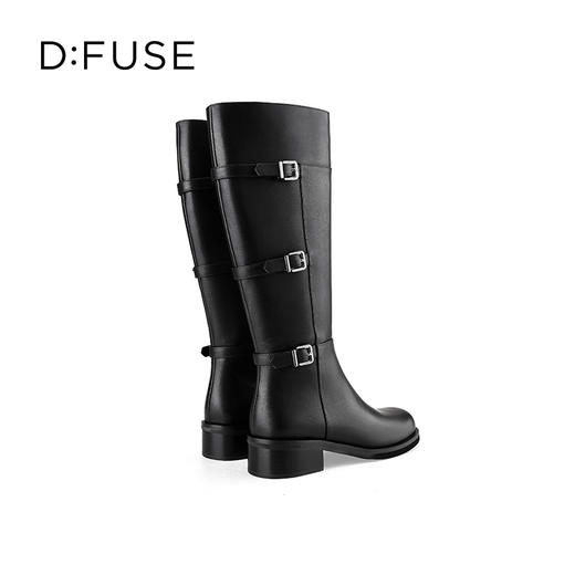 Dfuse迪芙斯2024冬季新款黑色酷飒金属扣骑士靴多条带长靴DF44117590 商品图3