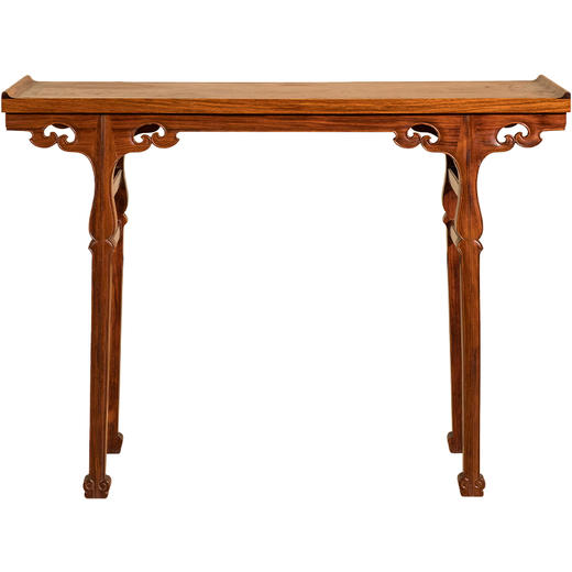 二十世纪 黄花梨插肩榫如意云纹一块玉翘头案 商品图5