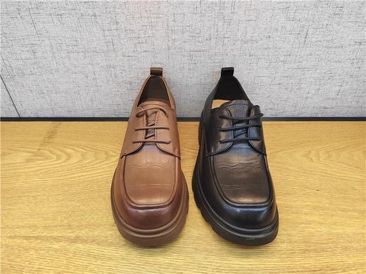 豪行春季22138901厚底增高鞋女复古英伦粗跟百搭真皮单鞋 商品图4