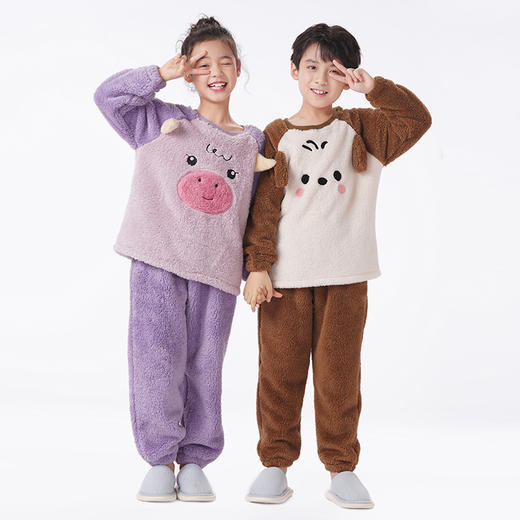 都市丽人眯雅佳睡衣超值精选长袖长毛绒厚童装法兰绒长袖长裤JHT2B1 商品图1
