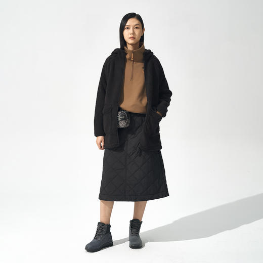 北极狐 女士连帽羊羔绒外套 2024秋冬保暖中长款夹克04232250 商品图3