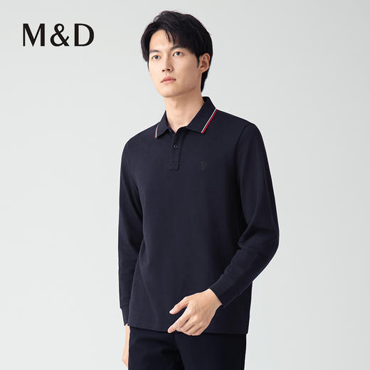 【名盾】撞色长袖Polo衫，新疆长绒棉混纺，透气舒适，柔软不易变形M0CL11694A 商品图3