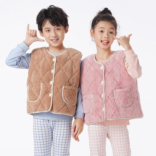 都市丽人眯雅佳睡衣夹棉系列无袖长毛绒夹棉加厚童装夹棉马甲上衣JHT7A1 商品图1