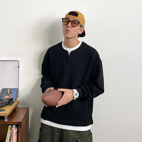 徐太浪设计感拼接假两件卫衣男秋装新款撞色上衣潮牌简约百搭外套