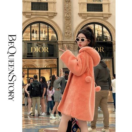 BeQueenStory【全橙热恋】环保米兰貂细腻舒适落肩袖宽松百搭外套 商品图4