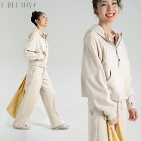 L RECNAVA [加绒卫衣] 半拉链短款卫衣 套头连帽长袖 显高显瘦 穿脱方便