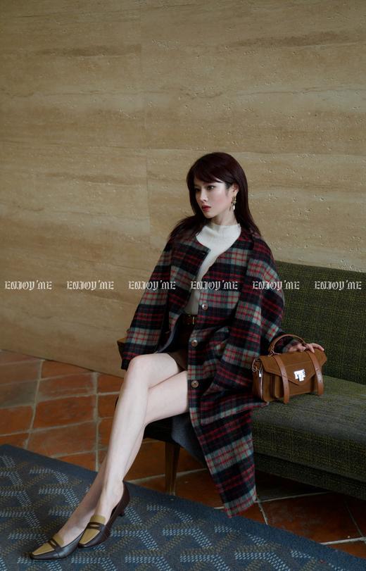 【门店同款】ENJOY冬季柔韧与共格纹复兴围巾大衣 159495172 商品图4