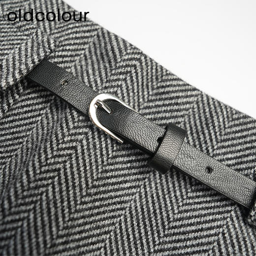 oldcolour秋冬款半身裙灰色设计感气质高腰短裙女DM41061935 商品图3