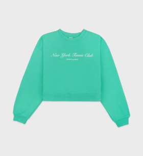 Sporty & Rich - NY Tennis Club Cropped Crewneck - Caribbean - 女装 - 卫衣 - 海蓝色