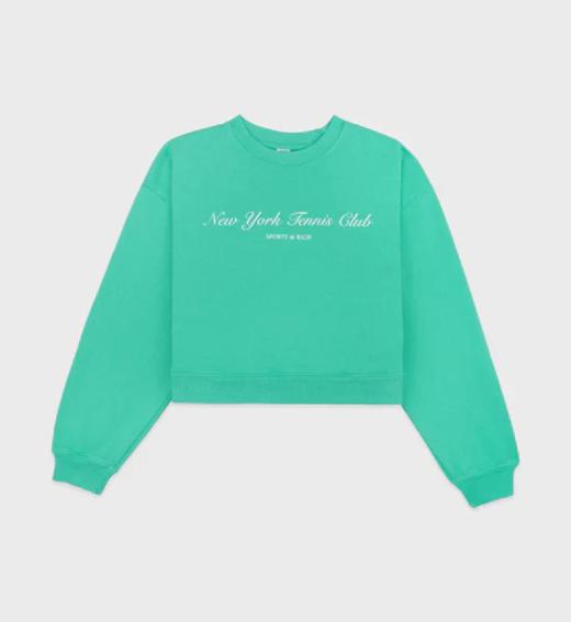 Sporty & Rich - NY Tennis Club Cropped Crewneck - Caribbean - 女装 - 卫衣 - 海蓝色 商品图0