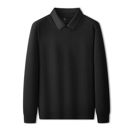 【假两件】【新款DPF】大依优型大码假两件长袖T恤衬衫领卫衣翻领男装加肥加大体恤大号上衣胖子 商品图2