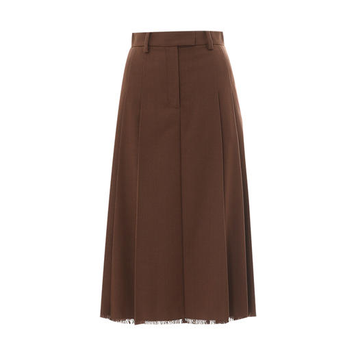 VIMAGE纬漫纪设计感高腰a摆百搭显瘦压褶半身裙冬季新款V2206812 商品图5